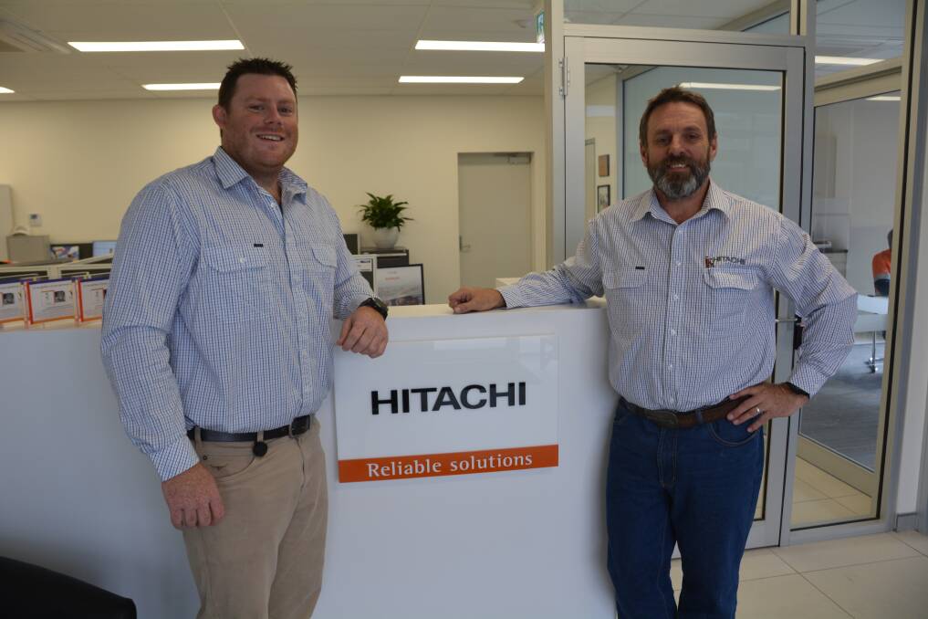 Hitachi Gunnedah services and parts manager Matthew Bradley and major project manager Tony Mingay. Photo: Jessica Worboys