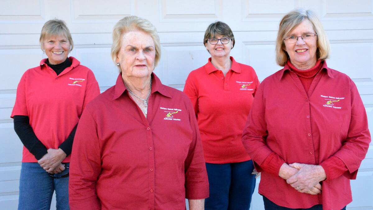 Westpac Rescue Helicopter Service - Gunnedah Support Group's Chris Carter, June Lucas, Judy Frend, and Robin Capp. Photo: Jessica Worboys