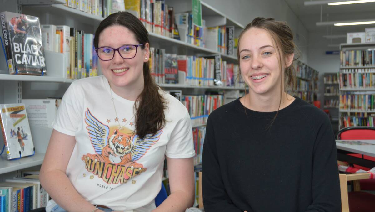 ALMOST THERE: With two exams down, Gunnedah High School student Maddie Coombs and St Mary's College student Emma Jerrett are looking forward to getting their remaining exams done. Photo: Jessica Worboys