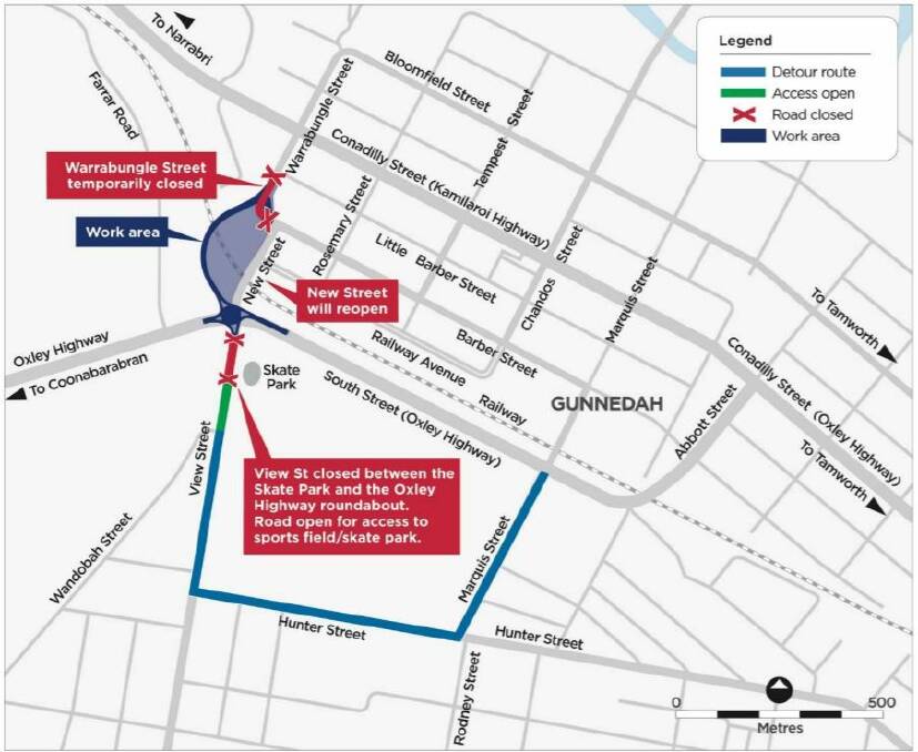 Marquis Street and Hunter Street will be open for motorists to access View Street. Image: Roads and Maritime Services