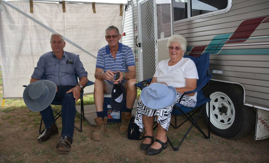 Trevor Smith (centre) with family members Ted and Marie Morris. Photo: Jessica Worboys