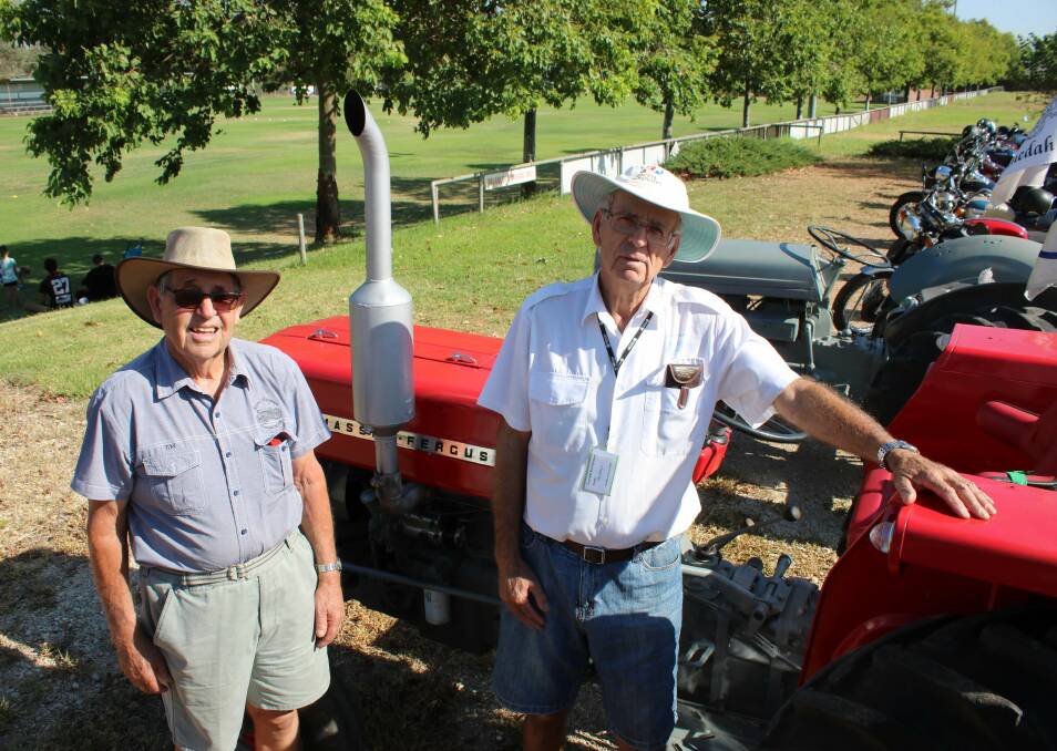 Gunnedah Rural Museum members Jim Noon and Kel Archibald with a vintage Ferguson tractor. 