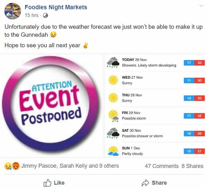 Event manager Anna Demasi posted this update on the Gunnedah Facebook event. 