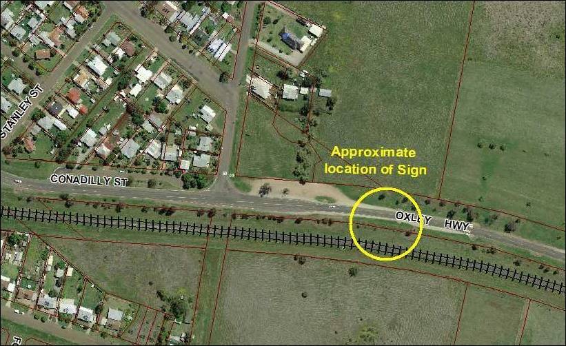 An approximate location of the new sign. Image: supplied