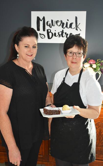 Maverick Bistro restaurant manager Jodi Hayne and chef Tanya Pearson with Dorotheas Delight. Photo: supplied