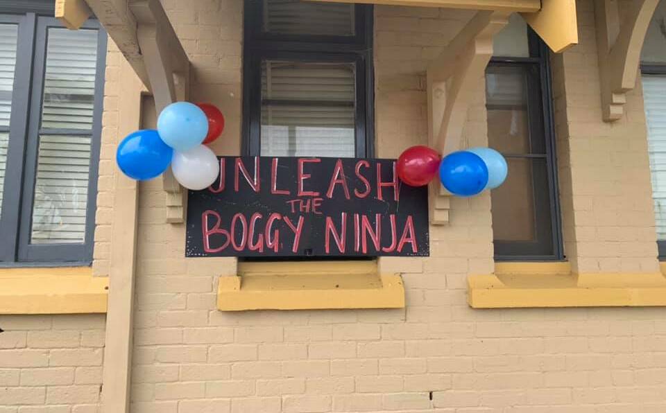 WEAPON UNLEASHED: The Boggabri Post Office hung up this sign to show its support for the ninja. Photo: Boggabri Post office