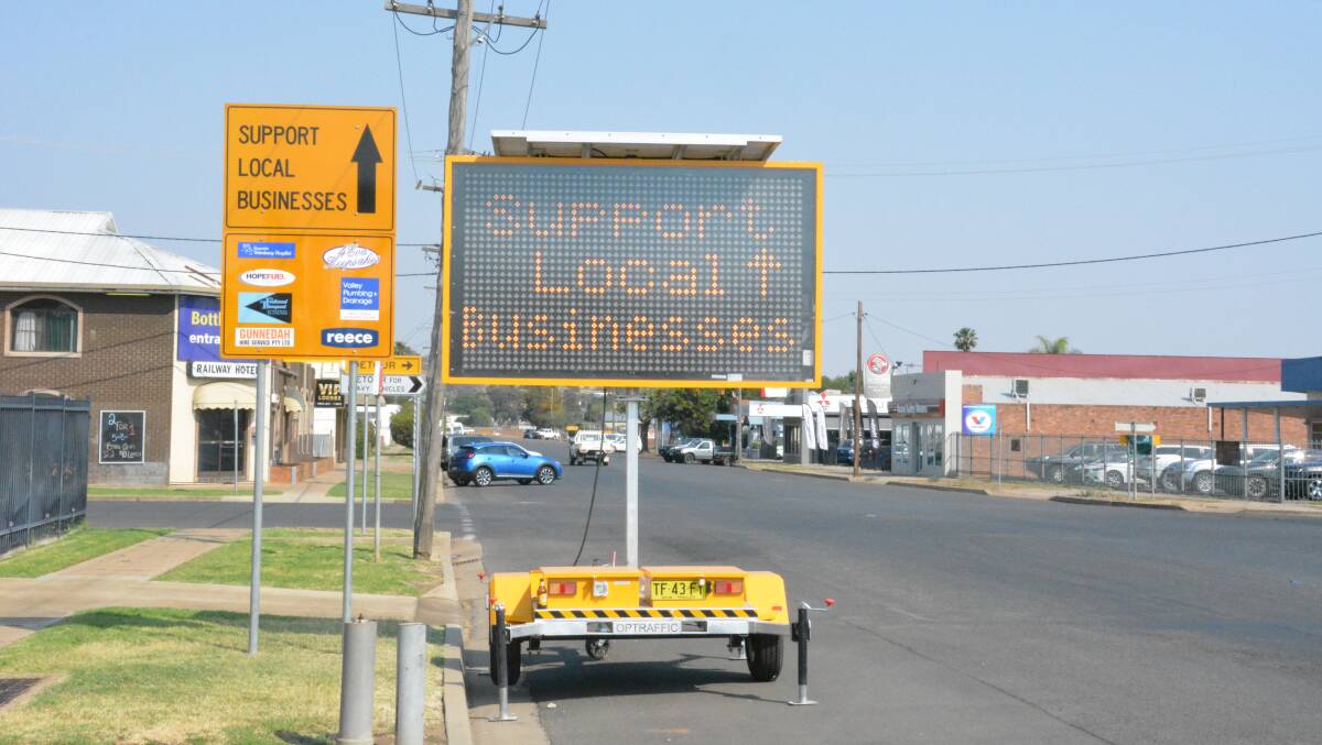 Business owners on Barber Street are disappointed by the new sign, erected by the RMS. Photo: Jessica Worboys