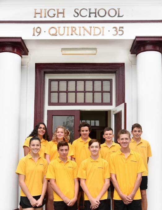 Qualifying students for the football sides, front: Bridie Douglas, Jaiden Summers, Tom Whyte, Liam Durie. Back: Jamiah Hunt, Jayde Ferguson, Riley Gimbert, Logan Quigley and Luke Quigley. Photo: Sally Alden