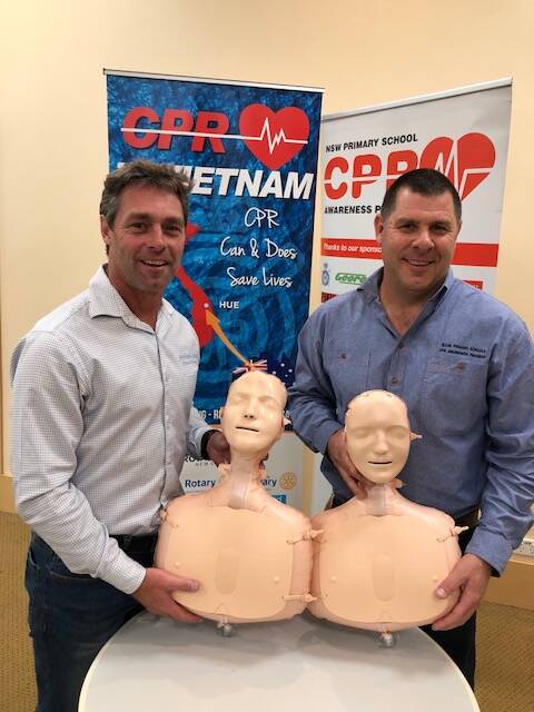 LIFE SAVING PUSH: Cameron McFarlane (right), with Northern Region Manager for Royal Life Saving Society Jason Phillips, wants to see CPR classes as part of the primary school curriculum. Photo: Supplied