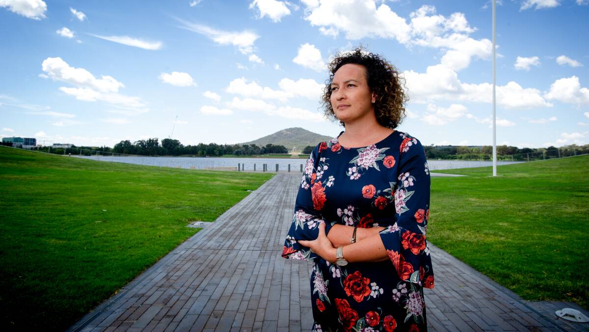 Healing Foundation chief executive Fiona Peterson at the proposed site for an Indigenous memorial. Picture: Elesa Kurtz