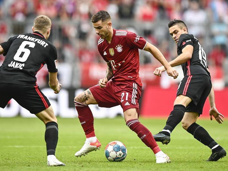 Lucas Hernandez (c) will continue to play for Bayern Munich despite facing a prison term in Spain.