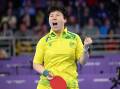 Jian Fang Lay will combine with Minhyung Lee in the table tennis women's doubles gold medal match. (Darren England/AAP PHOTOS)