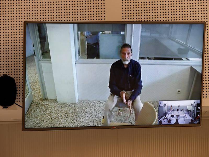 John McAfee is seen while testifying via video link during his recent extradition hearing in Spain.