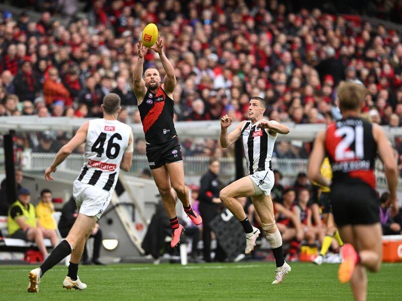 Jake Stringer (centre) and Essendon have enjoyed a strong start to the 2024 season. (James Ross/AAP PHOTOS)