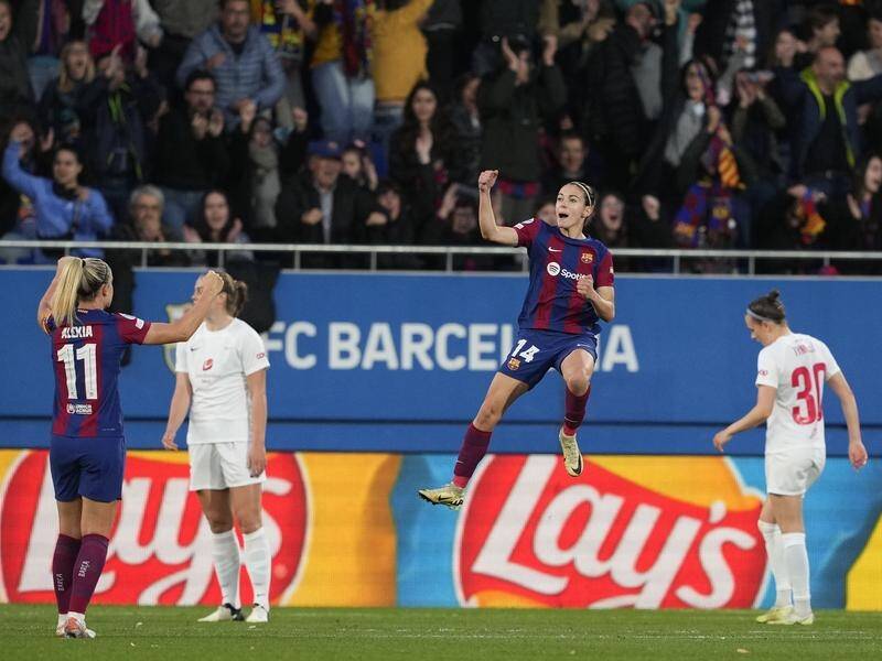 Goalscorer Aitana Bonmati helped Barcelona defeat Brann to reach the WCL semi-final. (EPA PHOTO)