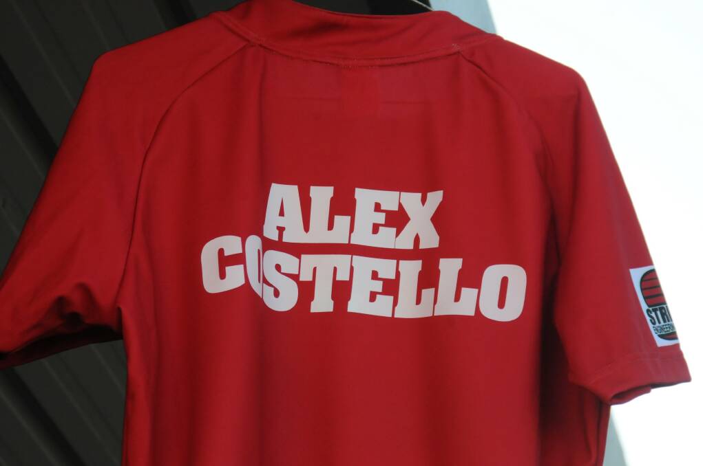 A jersey for Alex Costello hangs outside the Courthouse Hotel.
