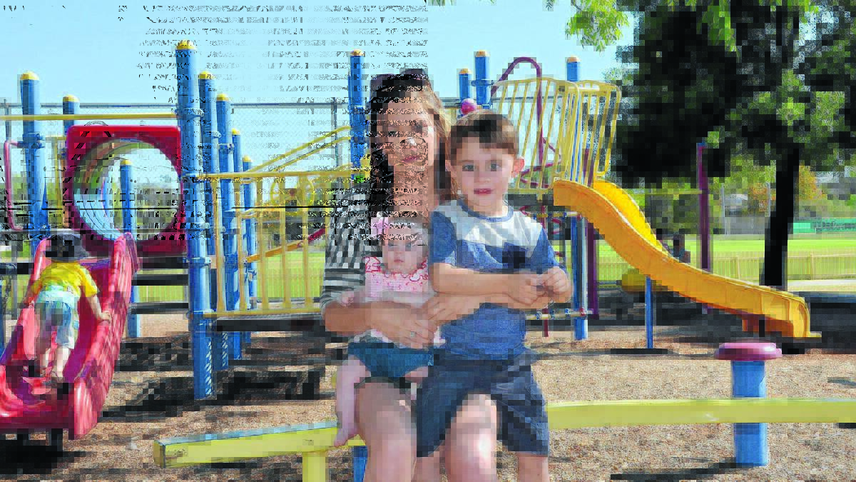 Ashley Bender pictured last year with her children Azaylia and Kyren when she started a petition for an inclusive playground.
