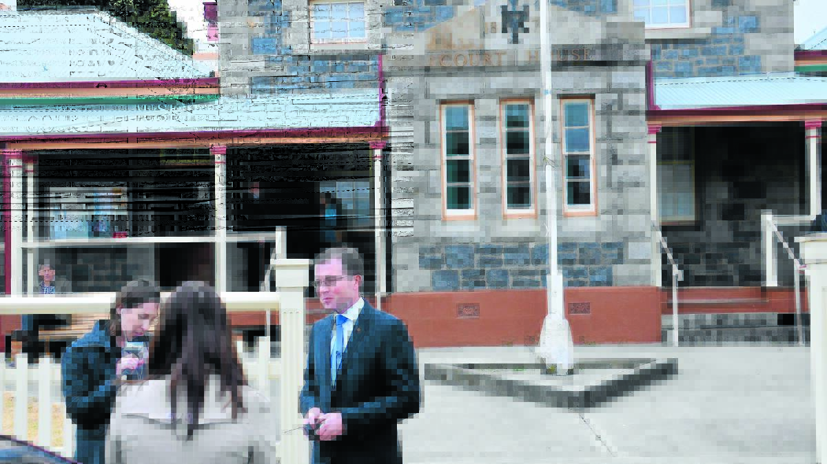 Member for Northern Tablelands Adam Marshall outside the Glen Innes courthouse  today.Photograph: Glen Innes Examiner.