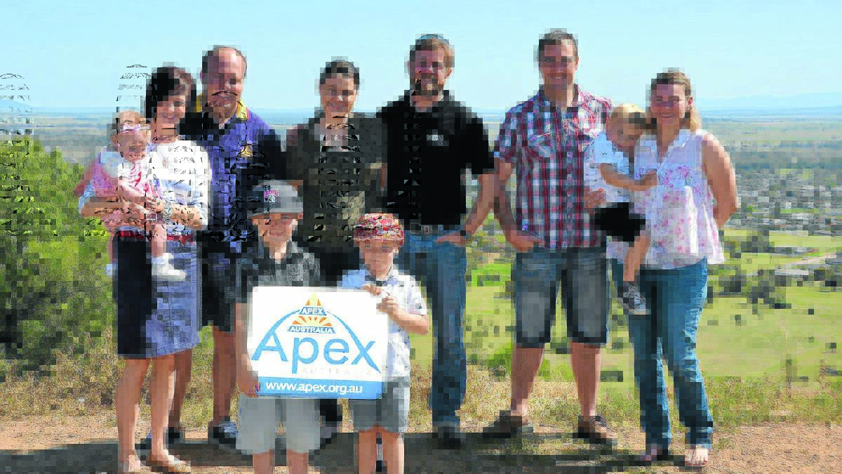 RECRUITING for Apex: Rebecca and Ben Barlow, with baby Audrey, Amanda Bennetts, Anthony Dein, and Nick and Jess Wilde with Phoenix. Front: Jack and Rocky Wilde.
