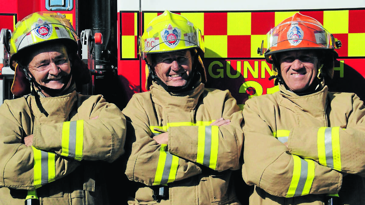 Local firefighters David Moses, left, Deputy Captain Paul Hartley and Captain Rod Byrnes have clocked up 114 years between them at the Gunnedah Fire Station.