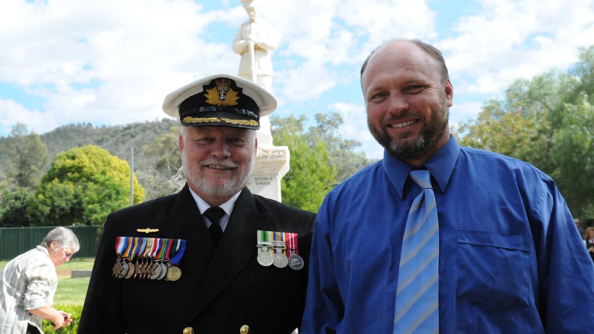 Royal Australian Navy Commander Gary Brown with his son Simon.