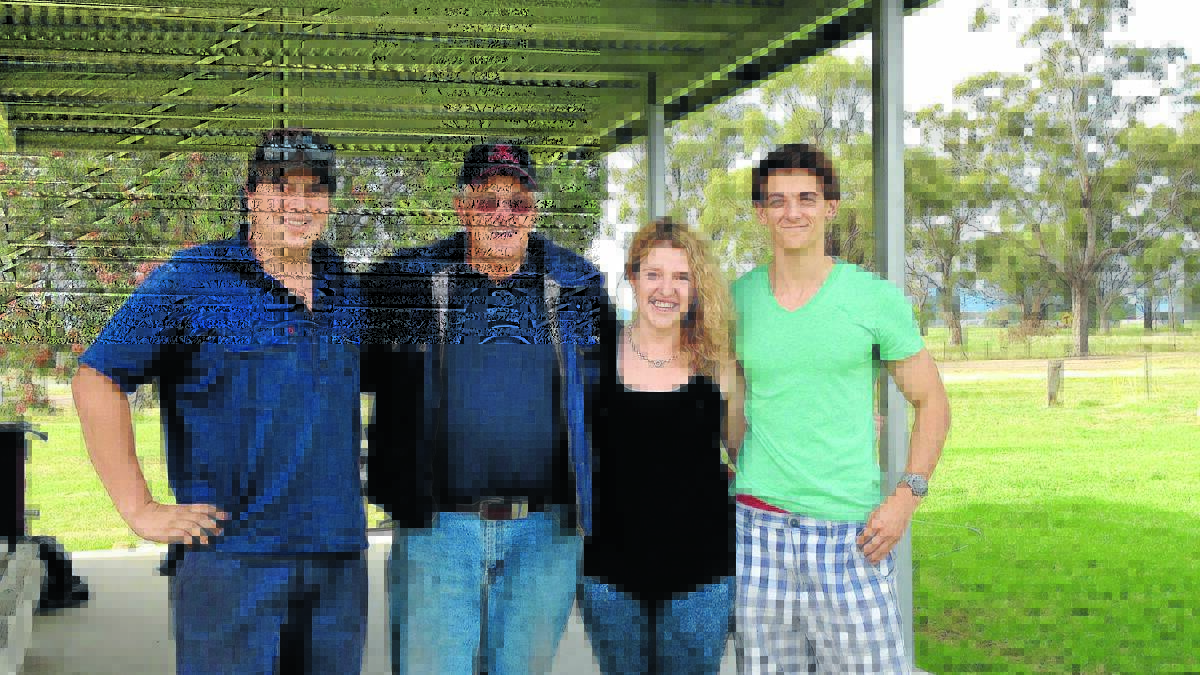 Lachlan McArthur and Peter Middlebrook, left, with recipients from the last two years Zac Crowhurst (2012) and Kayla Smith (2013).