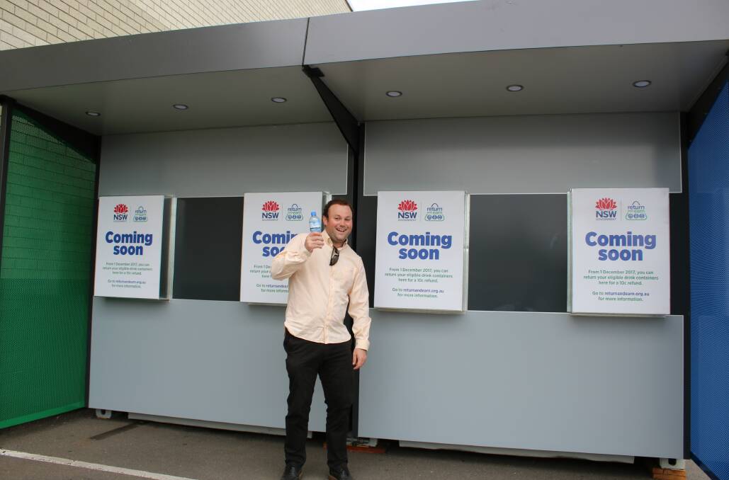 ROLL OUT: Billy Jupp of Gunnedah at the site of the town's reverse vending machine for cans and bottles yet to be installed. Photo: Namoi Valley Independent