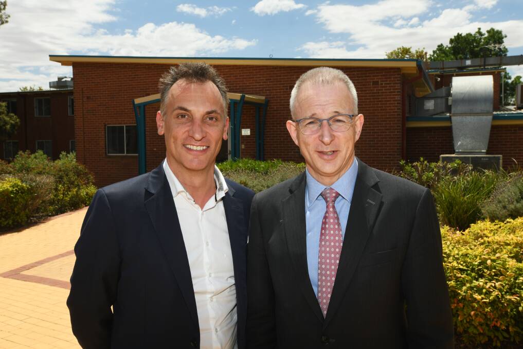 MEDIA TALKS: Australian Community Media's executive chairman Antony Catalano with federal Minister for Communications, Cyber Safety and the Arts Paul Fletcher at the regional media symposium in Wagga on Wednesday.