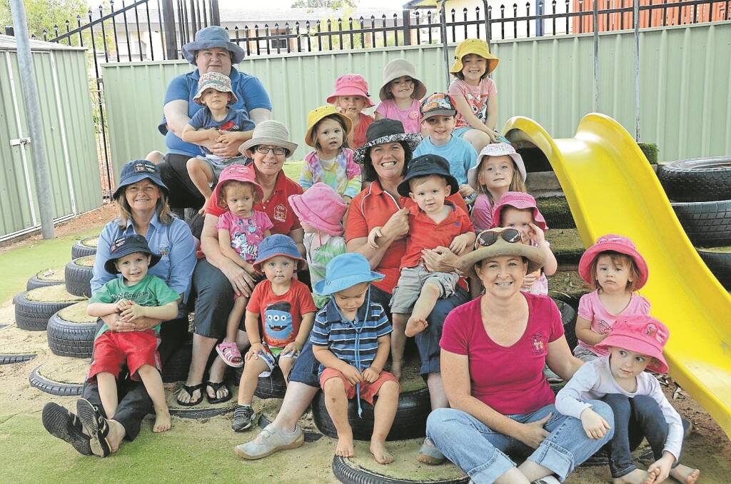GUNNEDAH Family Day Care educators, Gai Lodge, Robyn Miller, Carrie Leader and Rebecca Thurbon get together with the children for group activities.