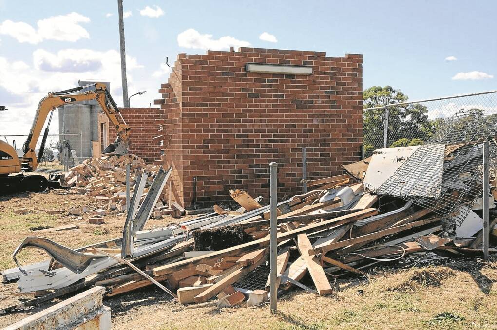 Bricks topple at the Curlewis Railway Station.