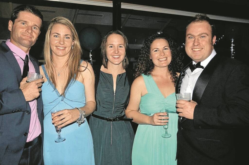 SUPPORTING Gunnedah South. Pictured from left, Luke Finlay, Amber Witts, Nicki Nicholls, Rosie Waugh and Andy Sims.